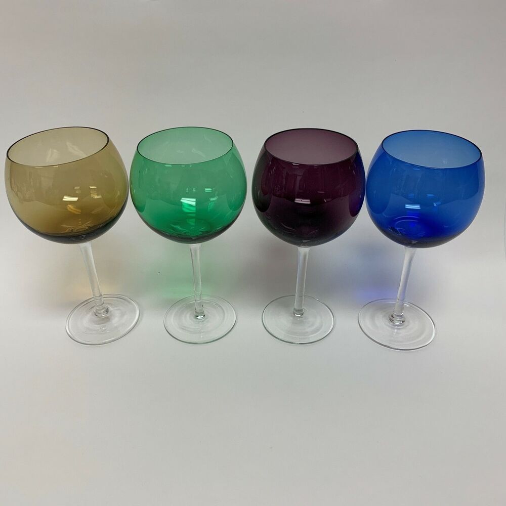 Artland Bijoux‎ Handblown Lead Free Crystal Glass Wine Glasses Balloons 12 oz.